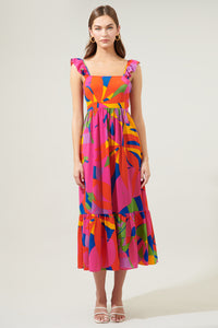 Soleil Abstract Portia Midi Dress