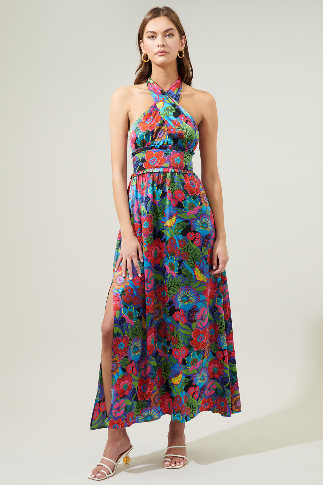 elena floral halter maxi dress Elena Halter Maxi Dress