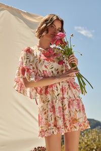 Maldonado Floral Amorcito Bell Sleeve Mini Dress