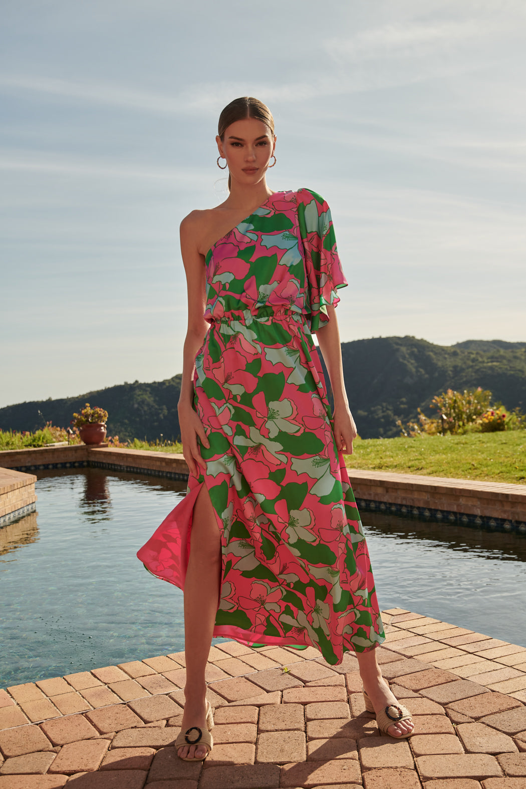 berry one shoulder dress Chase Your Power One Shoulder Satin Maxi Dress Berry