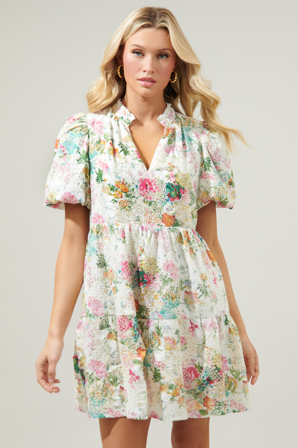 sweet bloom cotton eyelet shift dress Full Bloom Stretch Cotton Eyelet Mini Slipdress (Women)