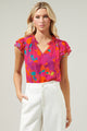 Constance Floral Bellissima Ruffle Sleeve Top