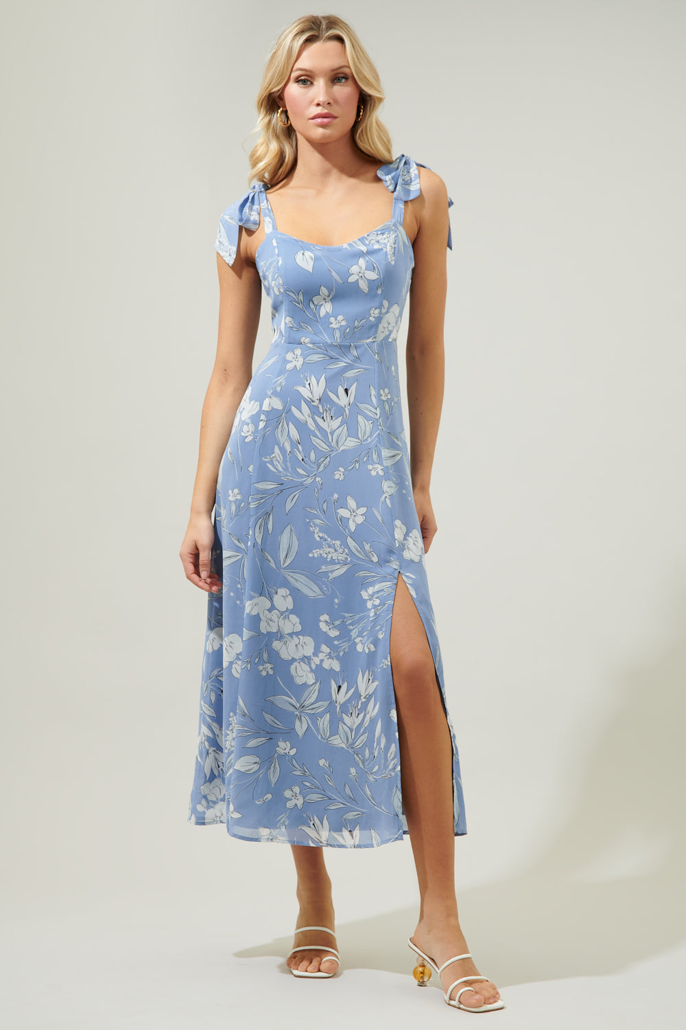 floral midi dress tie strap Milla Women's Tender Floral Midi Tie-Strap Dress
