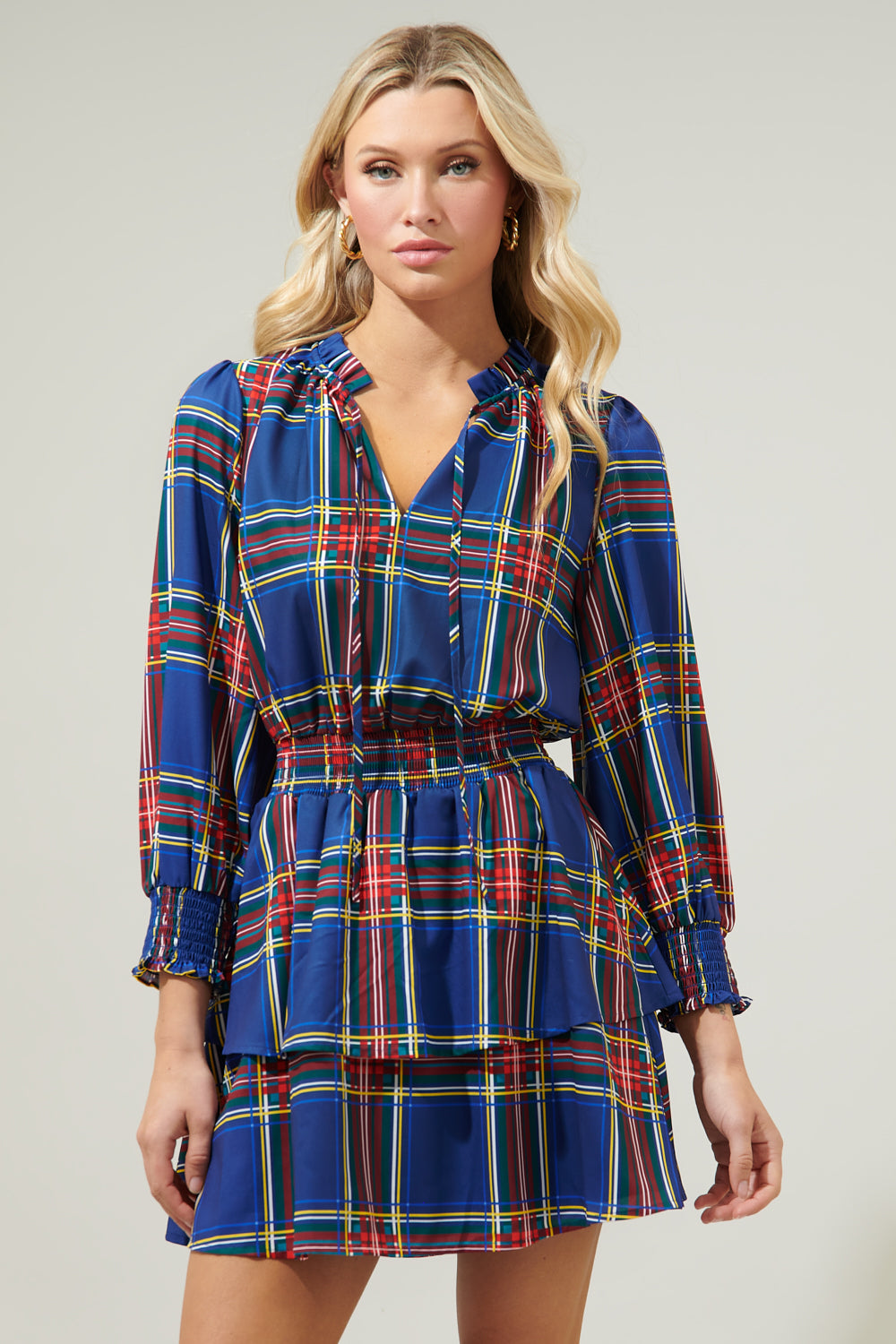 Lakeview Plaid Clifton Double Ruffle Dress – Sugarlips