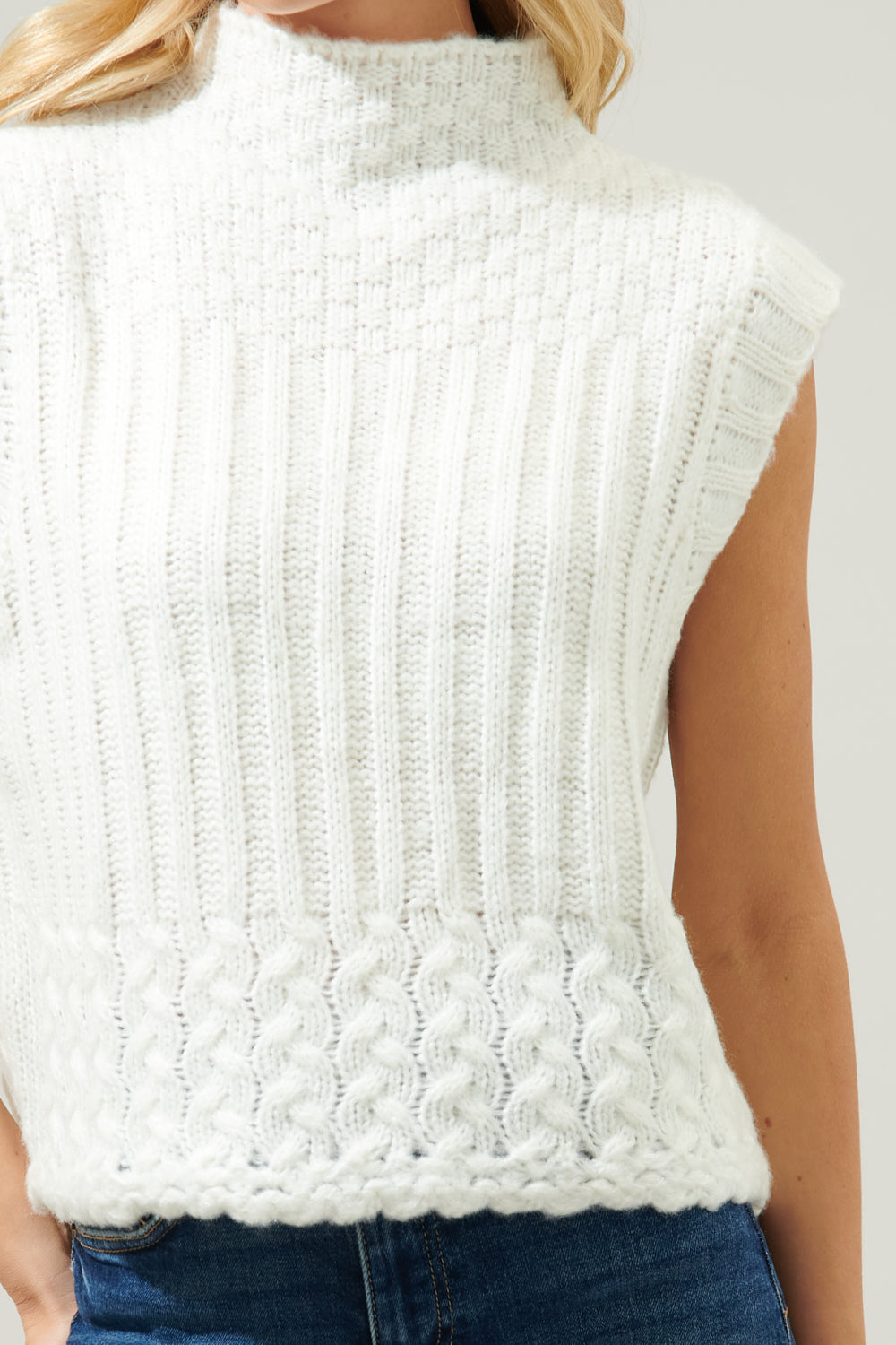 Solid Cable Knit Vest Elegant V Neck Sleeveless Sweater Vest