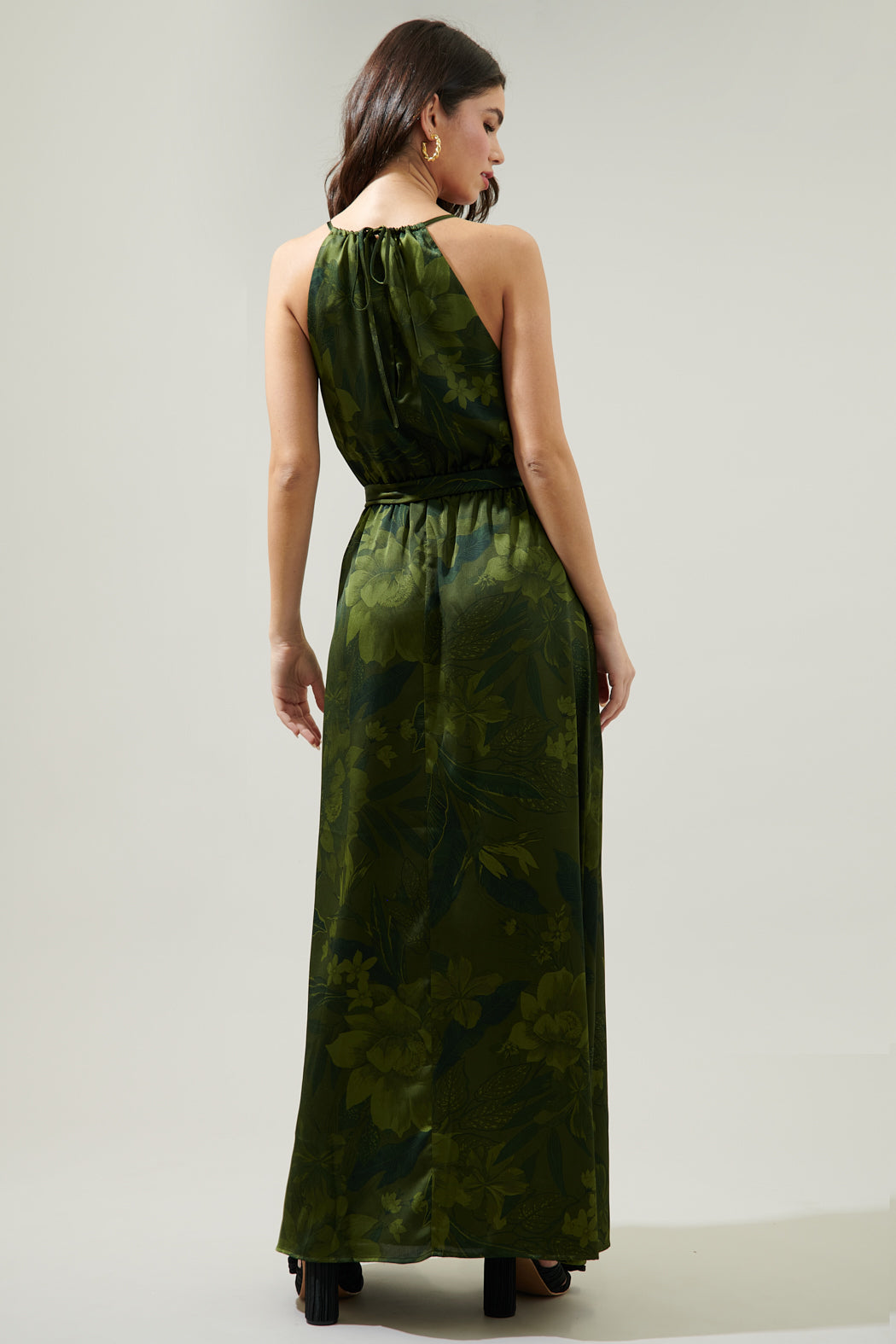 Ivy Satin Maxi Dress Green