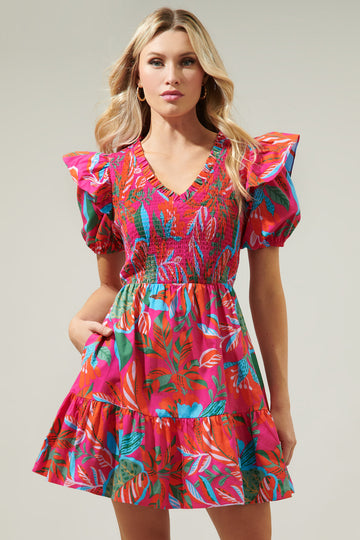 Ranchero Floral Sunfire Smocked Bodice Tiered Midi Dress – Sugarlips
