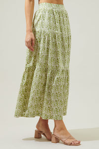 Baudelaire Floral Desmond Tiered Midi Skirt