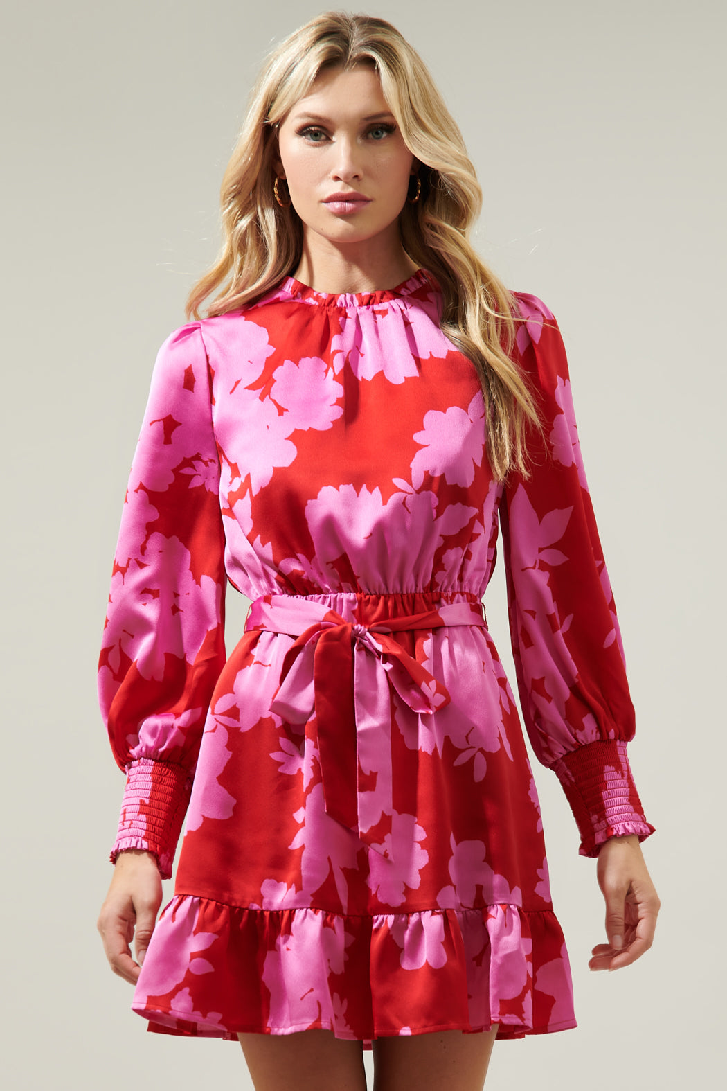 Burning Love Sevilla Satin Ruffle Dress CHERRY-PINK / S by Sugarlips Burning Love Sevilla Satin Ruffle Dress CHERRY-PINK / S by Sugarlips