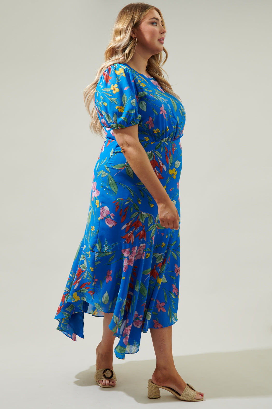 Fiona Floral Balboa Asymmetrical Midi Dress Curve Sugarlips Fiona Floral Balboa Asymmetrical Midi Dress Curve Sugarlips