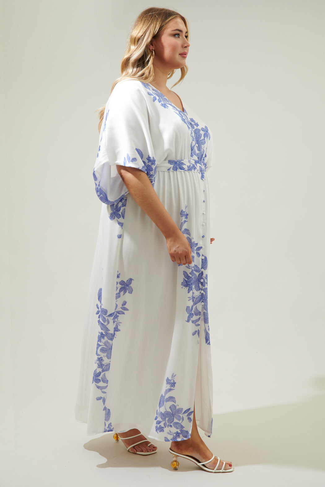 Wedding White Kimono Gown Kalea Maxi Dress Blue White Wedding White Kimono Gown Kalea Maxi Dress Blue White