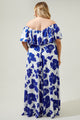 Lupine Floral Enamored Off the Shoulder Ruffle Dress Curve