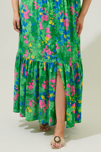 Ivy Floral Pismo Button Down Flutter Maxi Dress Curve
