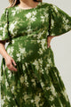 Vetiver Floral Rhythm Drape Midi Dress Curve