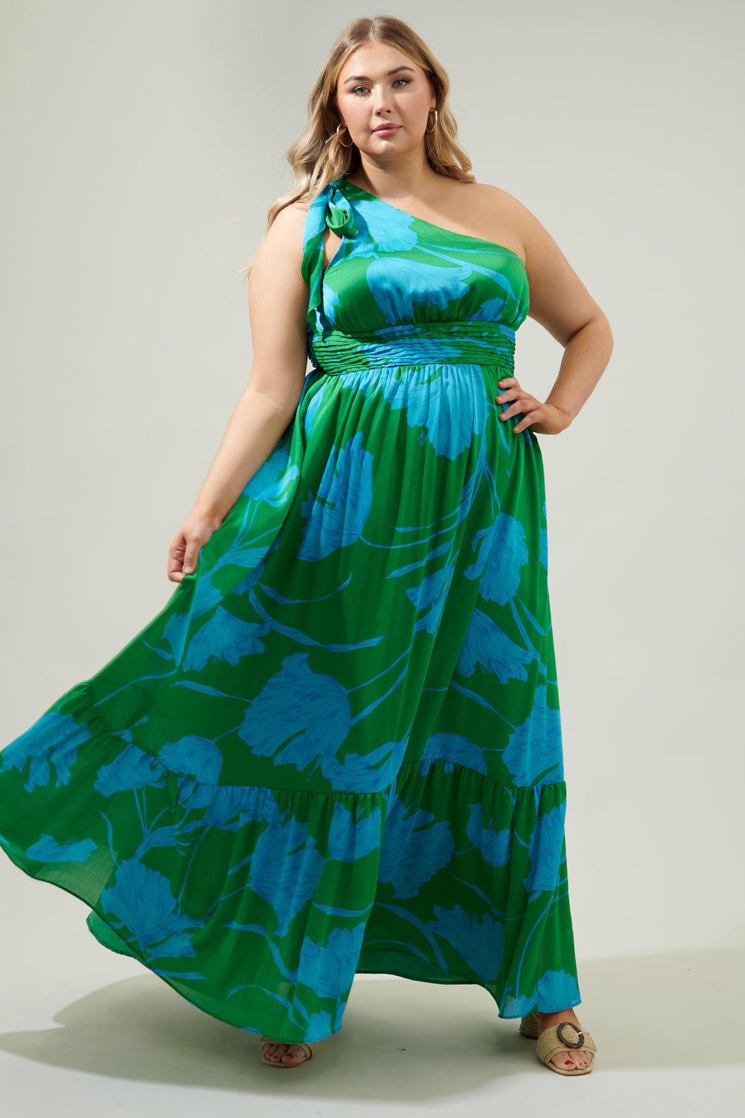 Seamoss Floral Bayou One Shoulder Maxi Dress Curve Sugarlips Seamoss Floral Bayou One Shoulder Maxi Dress Curve Sugarlips