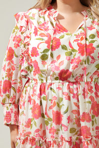 Belle Anse Floral Idra Ruffle Chiffon Dress Curve