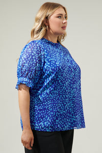 Madeira Abstract Tailwind Henley Button Front Blouse Curve