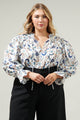 Blanche Floral Russo Pleated Long Sleeve Blouse Curve
