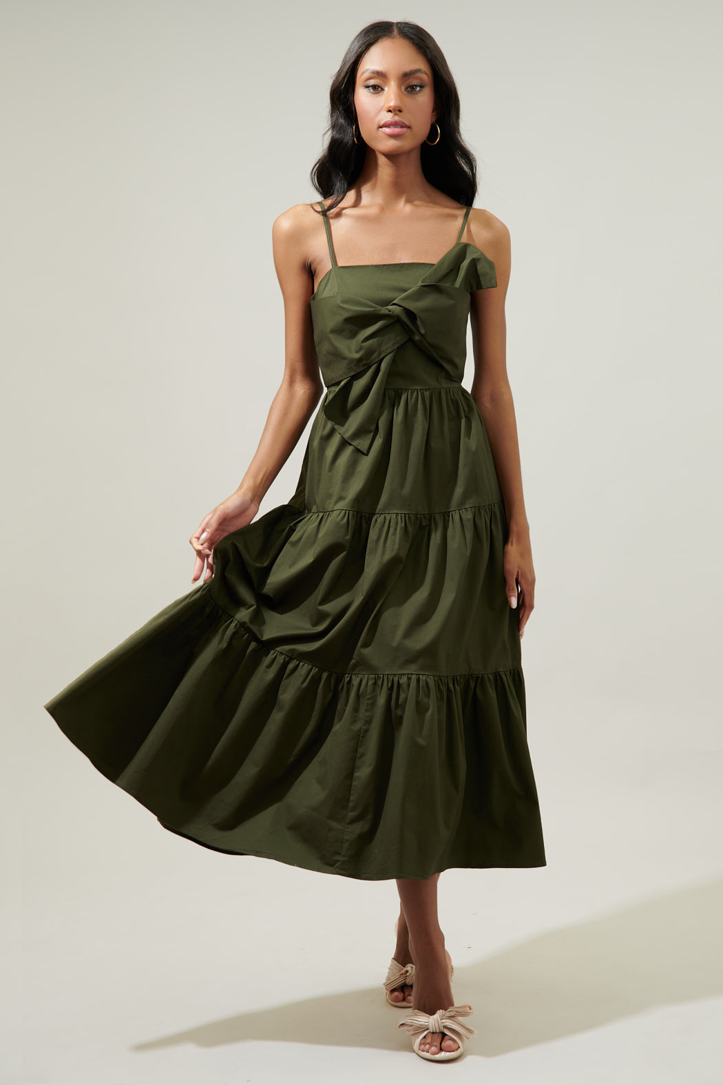 Helene Tiered Cami Maxi Dress OLIVE / M by Sugarlips Helene Tiered Cami Maxi Dress OLIVE / M by Sugarlips