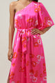 Cherry Blossom Meara One Shoulder Satin Maxi Dress
