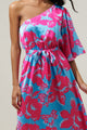 Mahalo Floral Meara One Shoulder Satin Maxi Dress