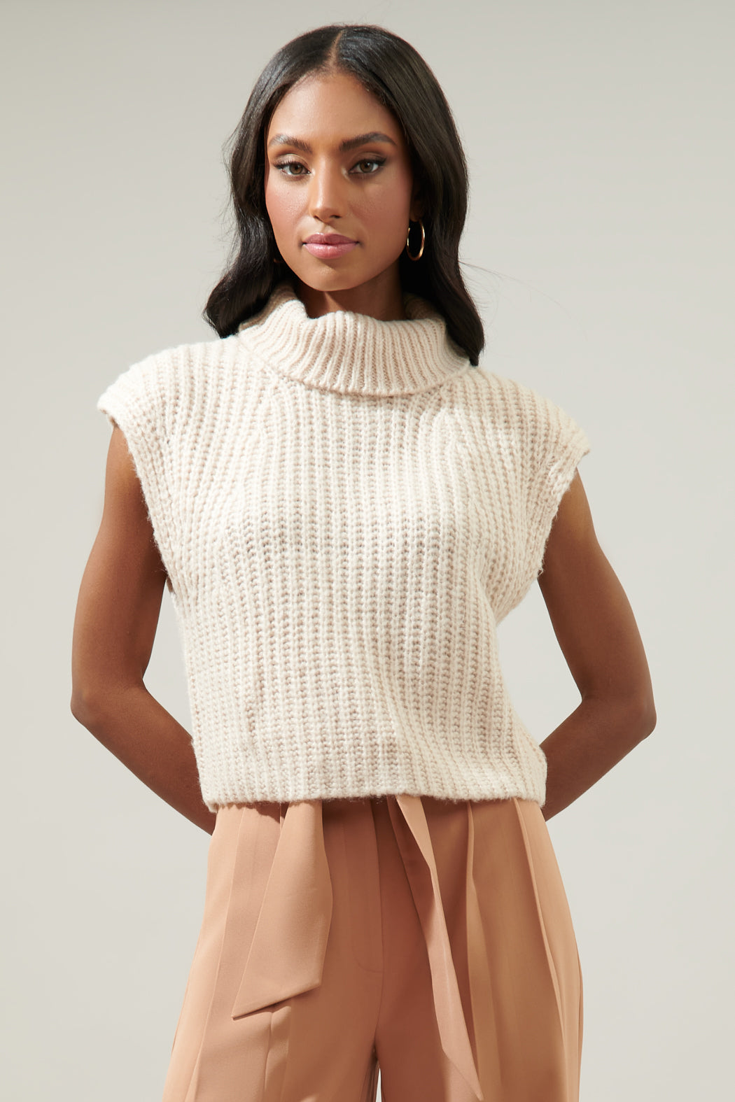 Monica Sleeveless Cropped Turtleneck Sweater – Sugarlips