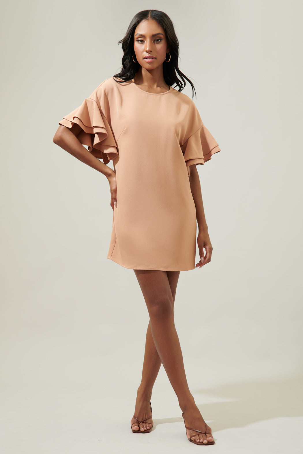 bell sleeve lace shift dress Lace Be Honest White Lace Long Sleeve Shift Dress
