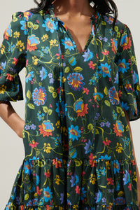 Topeaka Floral Auggie Bell Sleeve Shift Dress