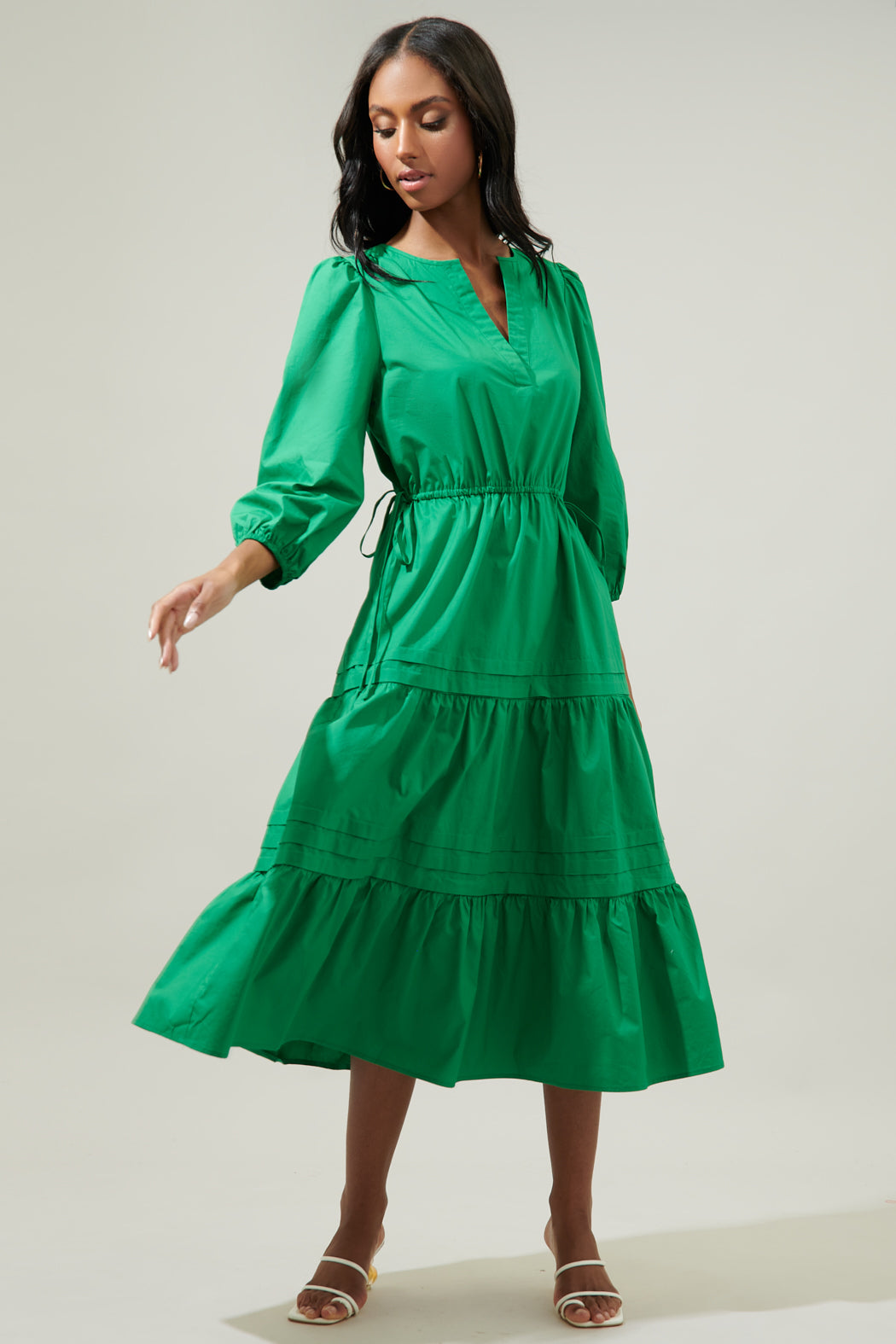 Atelier Poplin Tiered Midi Dress Sugarlips Atelier Poplin Tiered Midi Dress Sugarlips