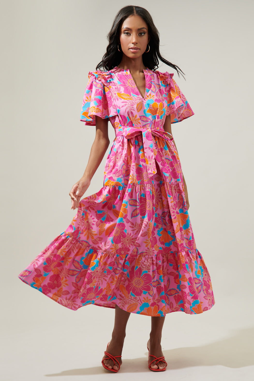 shift midi dress Coconut Grove Escondido Tiered Shift Midi Dress