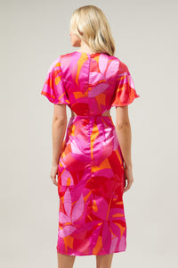 Sangria Abstract Joelle Front Tie Midi Dress