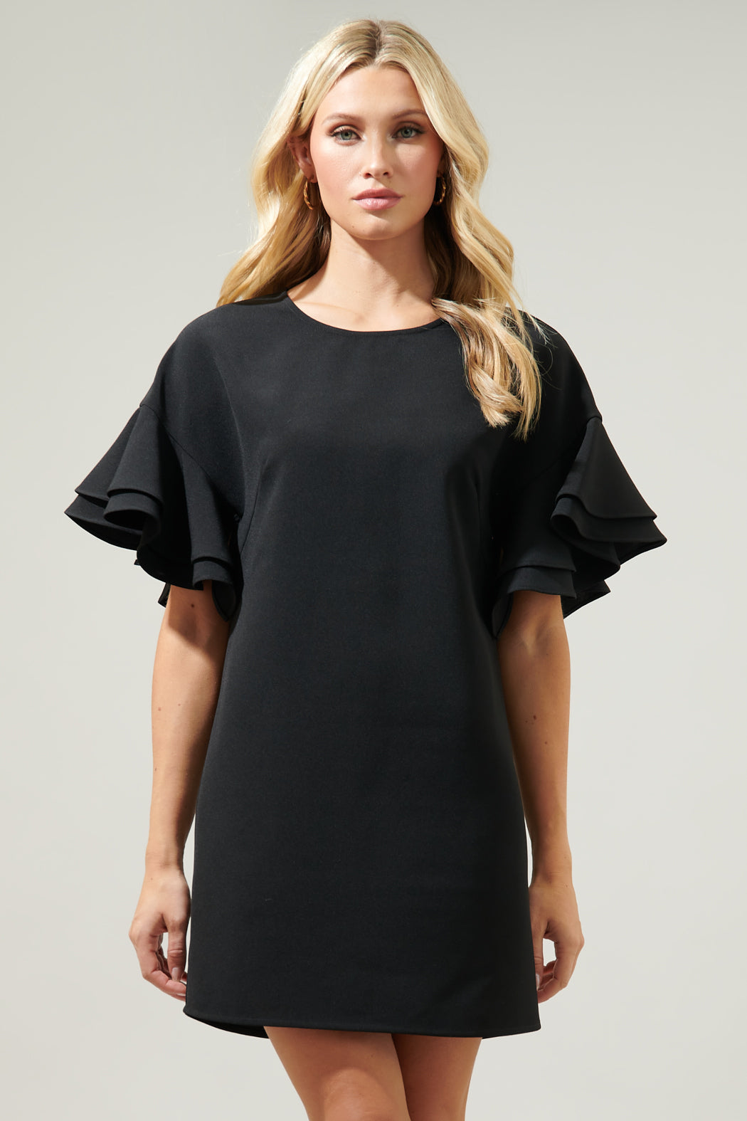 black bell sleeve dress Chelsea Bell Sleeve Shift Mini Dress CAMEL / M by Sugarlips