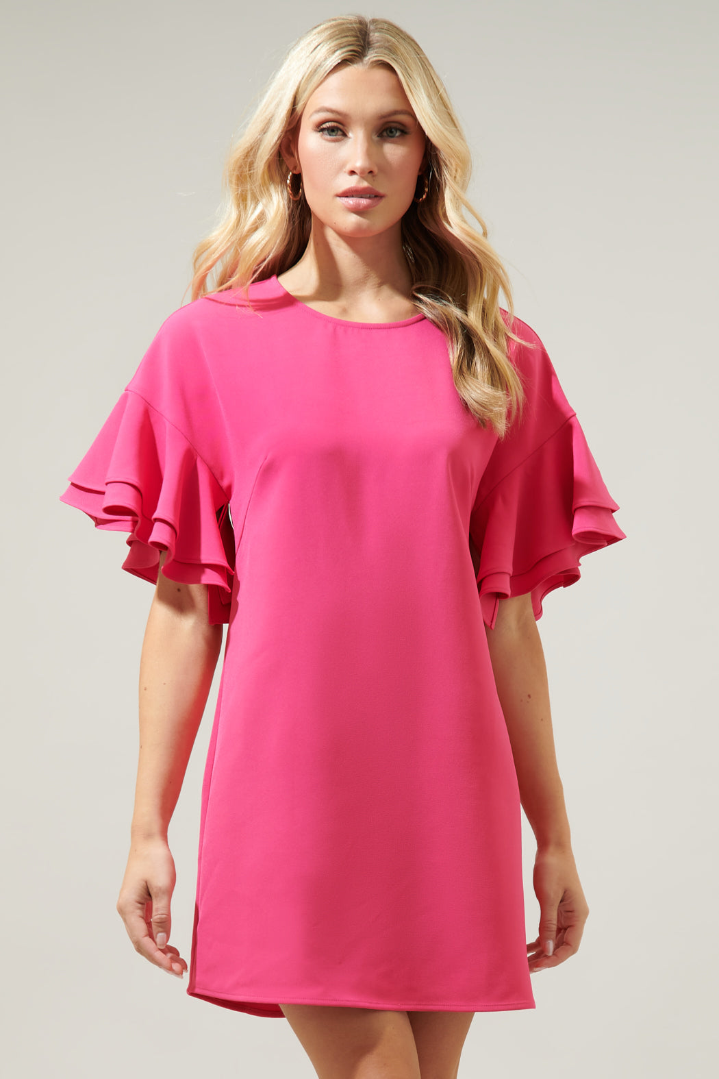 Chelsea Bell Sleeve Shift Mini Dress FUCHSIA / L by Sugarlips Chelsea Bell Sleeve Shift Mini Dress FUCHSIA / L by Sugarlips