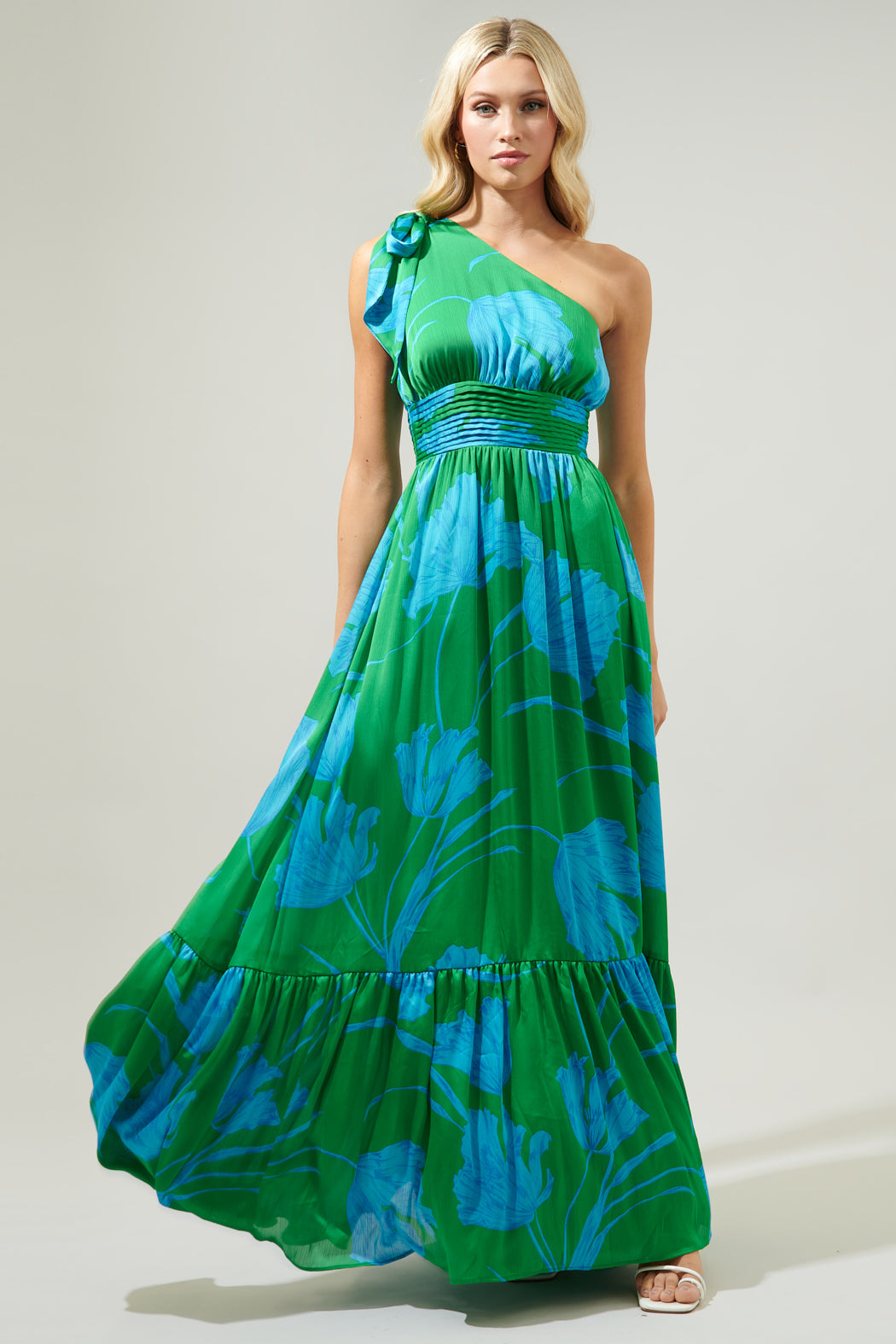Seamoss Floral Bayou One Shoulder Maxi Dress KELLY-BLUE-MULTI / L by Sugarlips Seamoss Floral Bayou One Shoulder Maxi Dress KELLY-BLUE-MULTI / L by Sugarlips