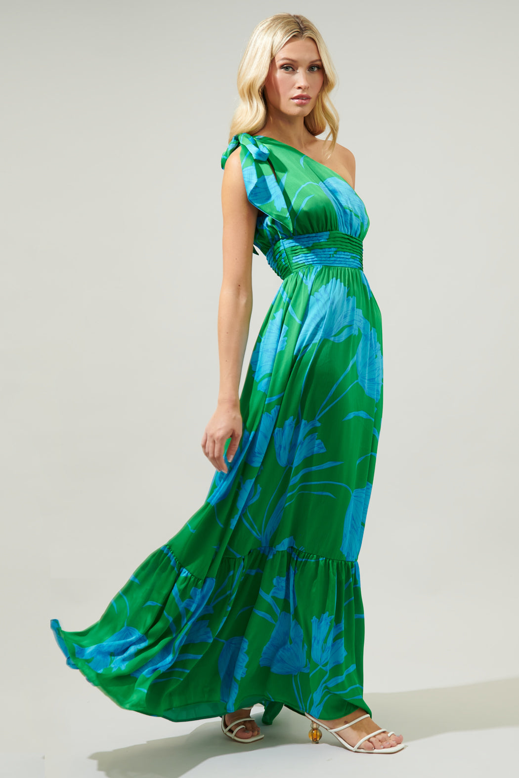 Seamoss Floral Bayou One Shoulder Maxi Dress KELLY-BLUE-MULTI / L by Sugarlips Seamoss Floral Bayou One Shoulder Maxi Dress KELLY-BLUE-MULTI / L by Sugarlips