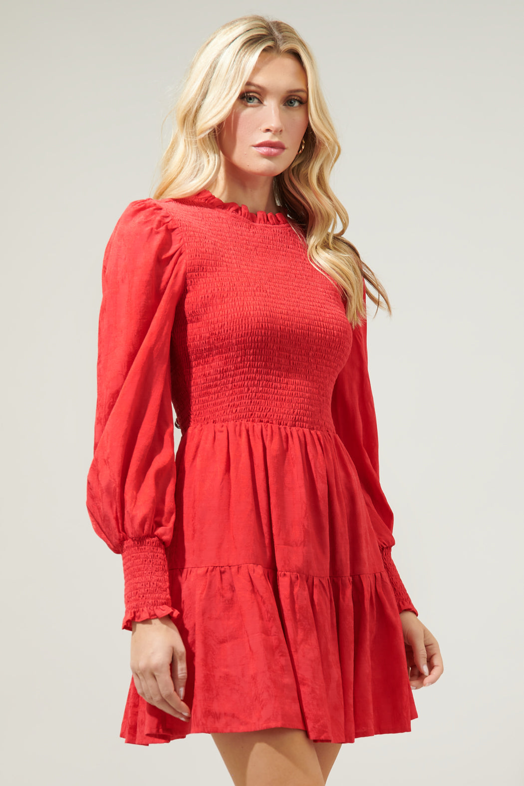 Elizabeth Long Sleeve Smocked Mini Dress