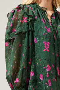 Juniper Floral Marquette Henley Blouse
