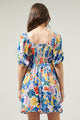 Ojai Floral Zipporah Puff Sleeve Sweetheart Mini Dress
