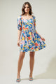 Ojai Floral Zipporah Puff Sleeve Sweetheart Mini Dress