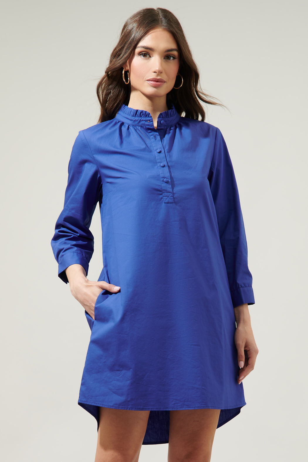 Camden Poplin Collared Shirt Dress Black / XL by Sugarlips Camden Poplin Collared Shirt Dress Black / XL by Sugarlips