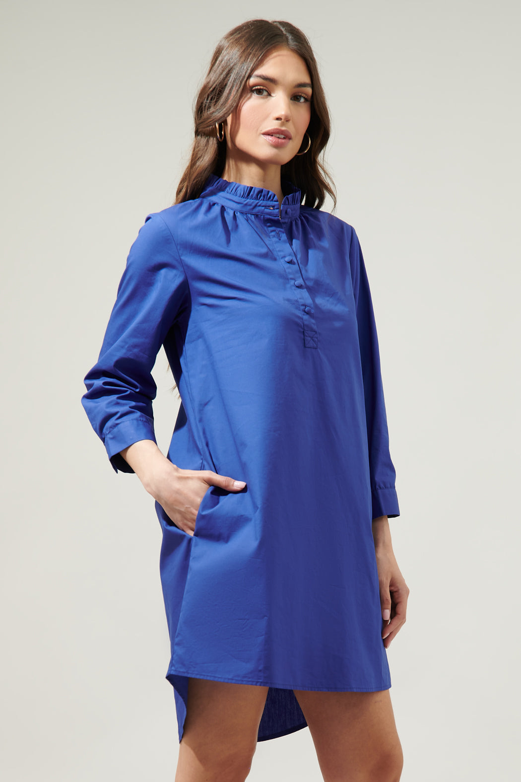 Camden Poplin Collared Shirt Dress Black / XL by Sugarlips Camden Poplin Collared Shirt Dress Black / XL by Sugarlips