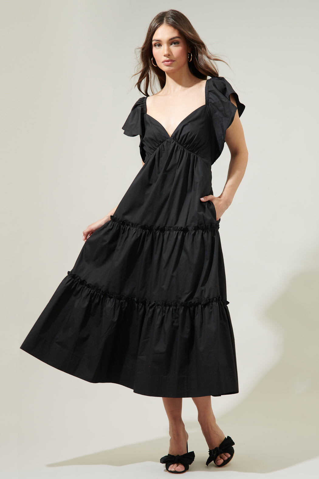Petaluma Poplin Flutter Sleeve Midi Dress Petaluma Poplin Flutter Sleeve Midi Dress
