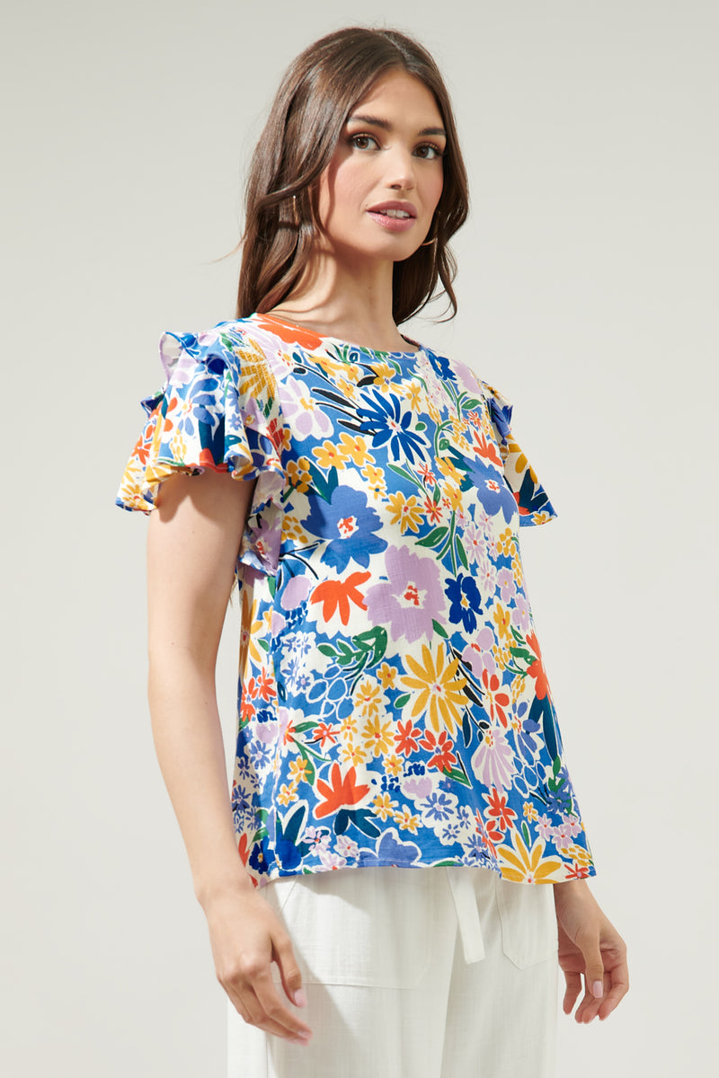 Ojai Floral Lisa Marie Ruffle Top – Sugarlips