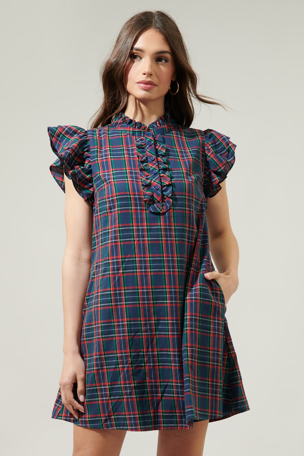 Sugarlips Chapman Plaid Shift Dress | Navy Multi | Size Small Sugarlips Chapman Plaid Shift Dress | Navy Multi | Size Small
