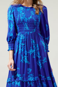 Gentian Floral Ludlow Smocked Maxi Dress