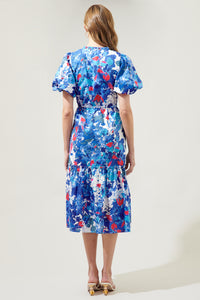 Canvas Floral Ginny Bubble Sleeve Midi Dress