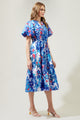 Canvas Floral Ginny Bubble Sleeve Midi Dress