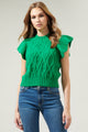 Tatum Flutter Sleeve Cable Knit Sweater Top