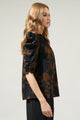 Toffee Floral Drape Sleeve Top