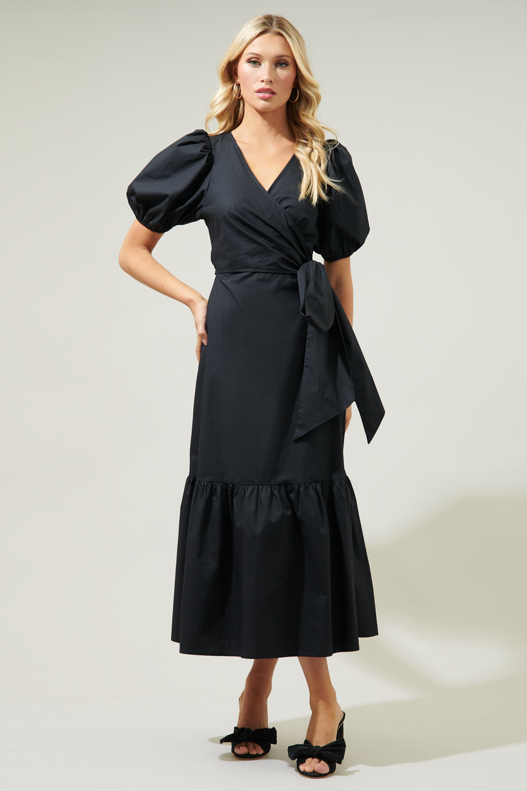 Sunny Stroll Poplin Wrap Top Midi Dress Kelly-Green / Xs by Sugarlips Sunny Stroll Poplin Wrap Top Midi Dress Kelly-Green / Xs by Sugarlips